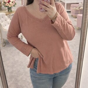 Women's Lace Trim Top - Pink